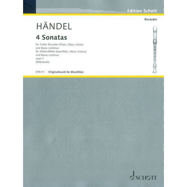 Schott Händel 4 Sonatas Blockflöte