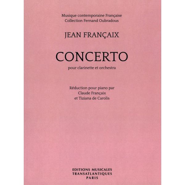 Editions Musicales Transatlant Françaix Concerto Clarinet